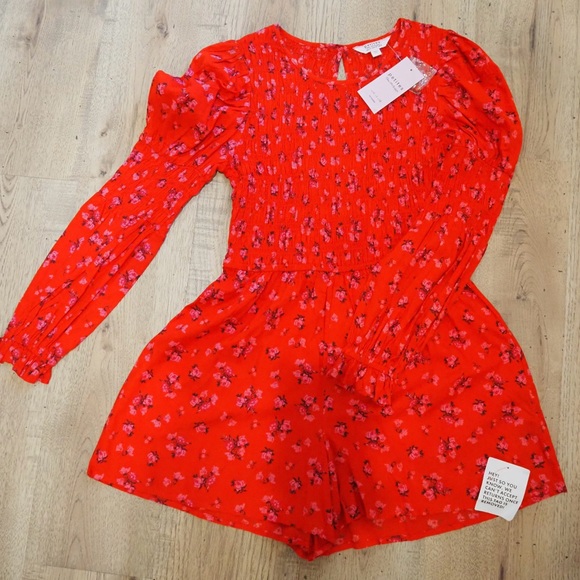Miss Selfridge Red Floral Romper - Picture 1 of 4